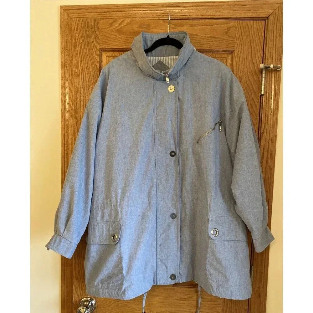 Izzi Women's Parka Jacket Full Zip Hooded 3X Blue